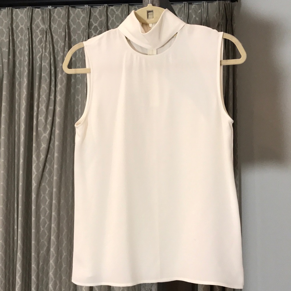 Theory silk slit collar blouse, size P